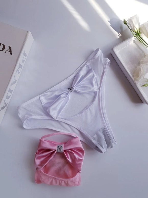 Soft Silk Bow Pushup Padded Bra Set