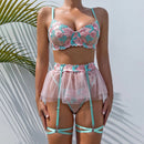 Lace embroidery perspective multi-piece lingerie suit-3