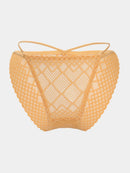 Smart Collection Women's Lace Mesh Thong Panty – Mustard-5