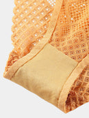 Smart Collection Women's Lace Mesh Thong Panty – Mustard-3