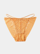 Smart Collection Women's Lace Mesh Thong Panty – Mustard-4