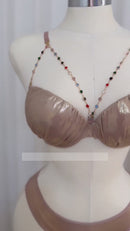 Fancy Beads Strap Bra set(Removable starps)-8