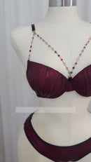 Fancy Beads Strap Bra set(Removable starps)-9