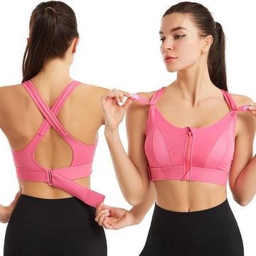 Buy pink Breast Support Front Zipper Sports Casual or Gym Bra