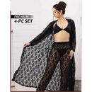 Ladies imported 4pcs High quality Lace Nighty Net See Bridal Set-4