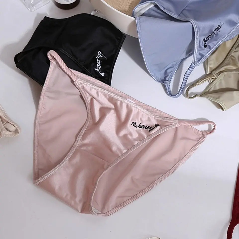 Women's Thin Strap Solid Color Cotton Crotch Seamless Underwear