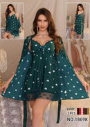 3Pcs Heart Print Gown Nighty-3
