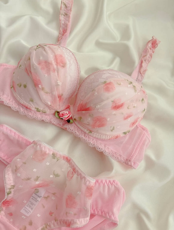 Floral Rose Print Bra & Panty Set