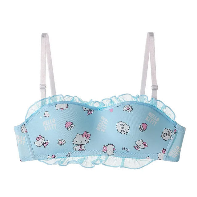 Cute Cartoon print Hello Kitty Paded Adjustable Straps Back Closure Bra