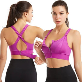 Buy shocking Breast Support Front Zipper Sports Casual or Gym Bra