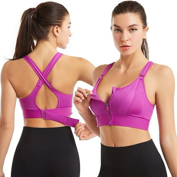 Buy shocking Breast Support Front Zipper Sports Casual or Gym Bra