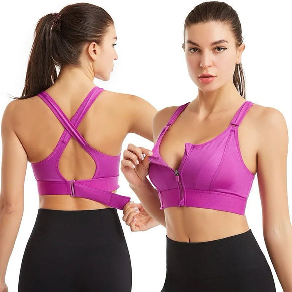 Breast Support Front Zipper Sports Casual or Gym Bra