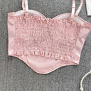 Ladies Fancy Silk Full Coverage Crop Top Adjustable Straps-5