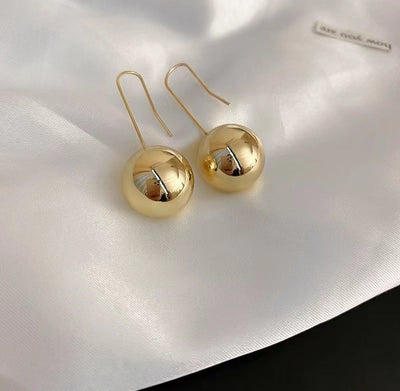 Golden Drop Ball Earrings