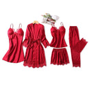 Women's 5 Piece  Silk Nighty Soft Comfortable Stuff-1