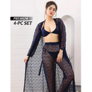 Ladies imported 4pcs High quality Lace Nighty Net See Bridal Set-1