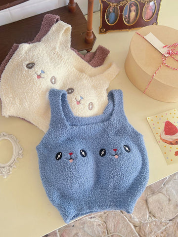 Cute Fuzzy Bunny Face Padded Bra – Ultra Soft & Comfy - 0