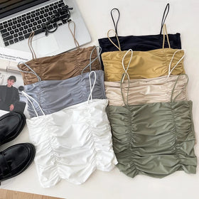 Multi Colour's Pleated Design Imported ice Silk Paded Top