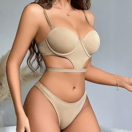 Luxury Satin Cut-Out Lingerie Set – Elegant & Sexy Design