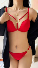 Heart Buckle Pushup Bra Set-3