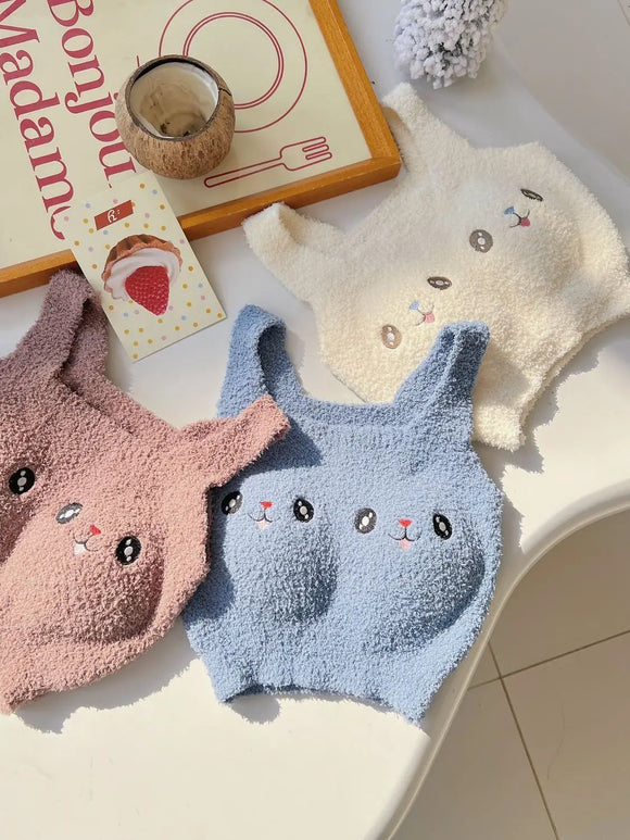 Cute Fuzzy Bunny Face Padded Bra – Ultra Soft & Comfy