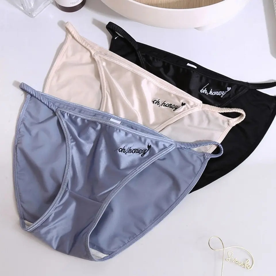 Women's Thin Strap Solid Color Cotton Crotch Seamless Underwear