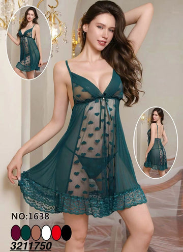 Love Dot Mesh Nightdress