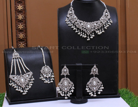 Silver Pearl Bridal Set