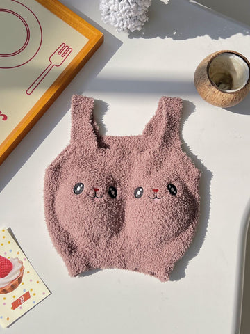Buy pink Cute Fuzzy Bunny Face Padded Bra – Ultra Soft &amp; Comfy