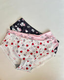 Women's Strawberry Print Cotton Boyshort Panty – White-3