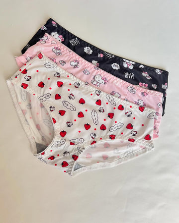 Women's Strawberry Print Cotton Boyshort Panty – White - 0