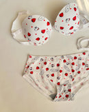 Women's Strawberry Print Cotton Boyshort Panty – White-4