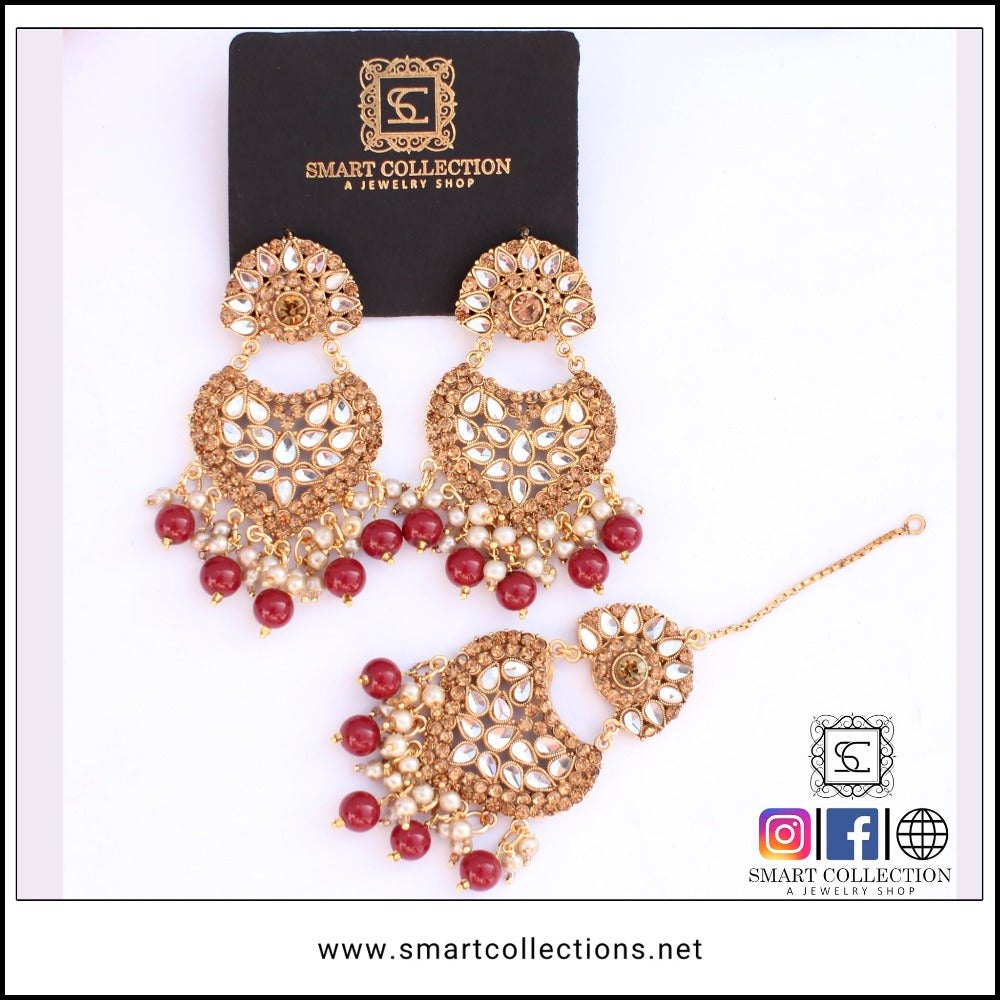 red Mirror Earrings Teeka