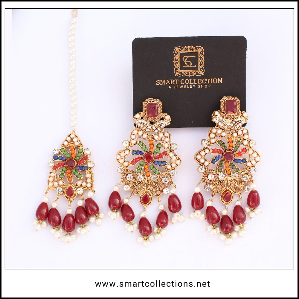 Red Aheli Traditional Teeka Set