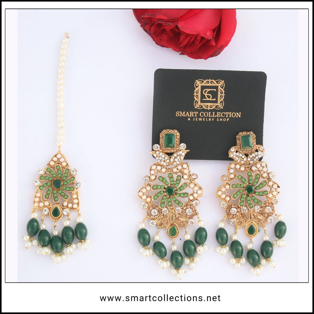 Green Traditional Teeka Set