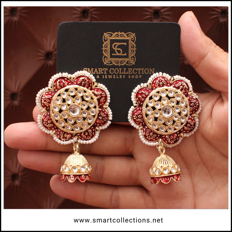 Red Meena Kari Jhumki