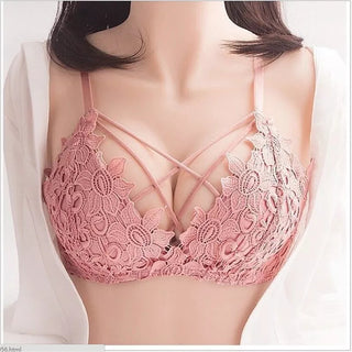 Buy peach-pink Embroidery Pushup Bra Set