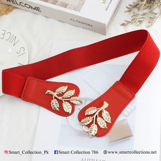 Buy red Golden Leaf's Belt Stretchable