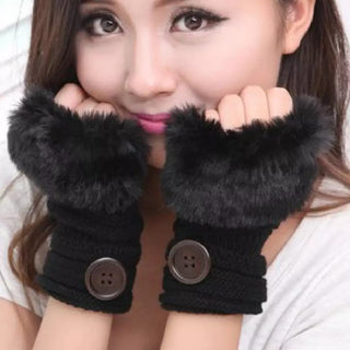 Buy black FingerLess Fur Gloves